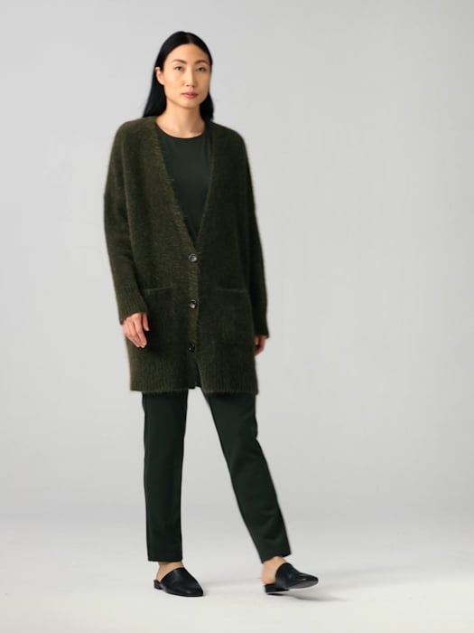 Mohair Plush Melange V-Neck Cardigan | EILEEN FISHER Mohair Plush Melange V-Neck Cardigan | EILEEN FISHER