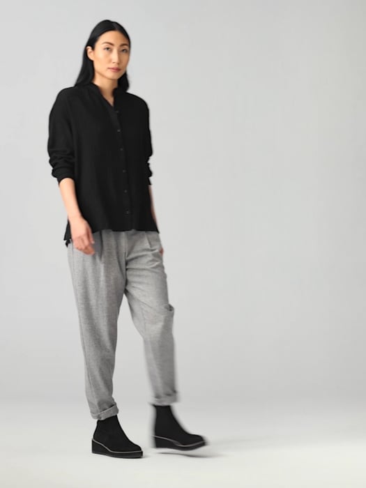 Washed Wool Gauze Mandarin Collar Shirt | EILEEN FISHER Washed Wool Gauze Mandarin Collar Shirt | EILEEN FISHER