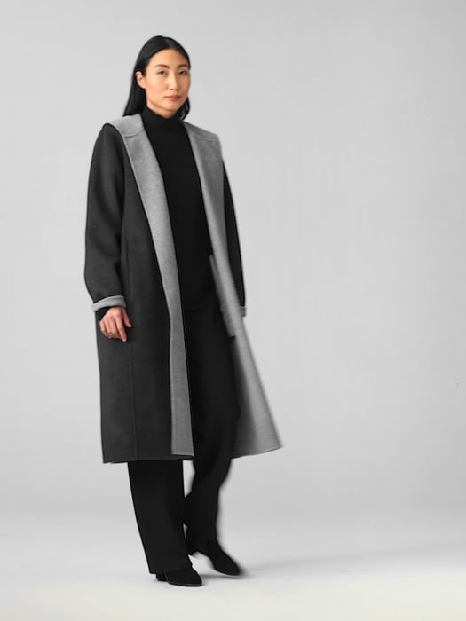 Doubleface Wool Cashmere Hooded Coat | EILEEN FISHER