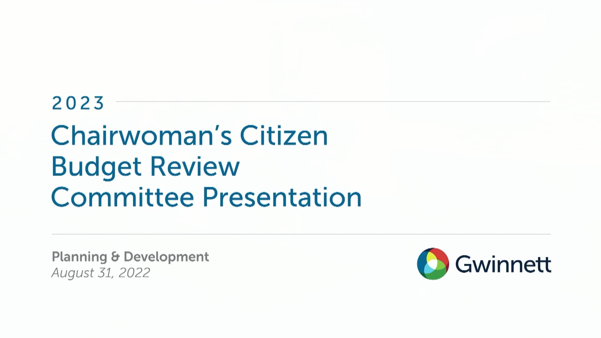 2023 Chairwoman’s Citizen Budget Review Committee Presentation ...