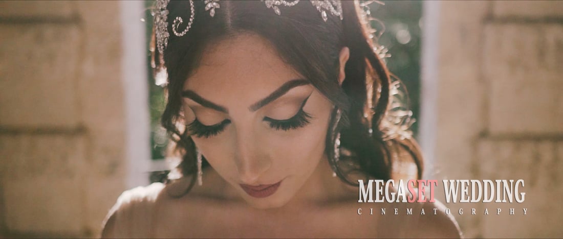 Bride looking down