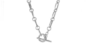 Italian Sterling Silver Paper Clip Link Toggle Necklace