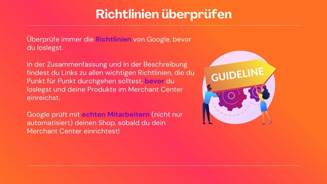 Richtlinien überprüfen, bevor du loslegst