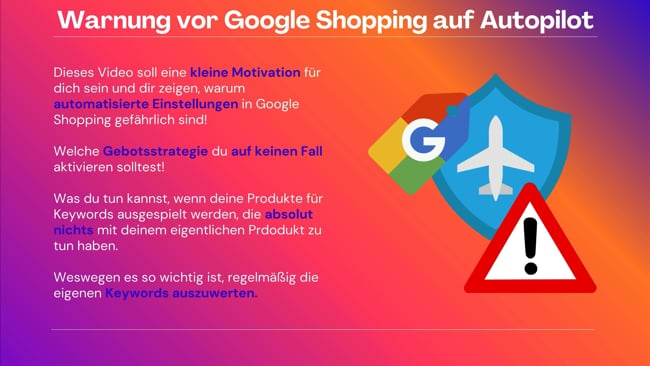 Warnung vor Google Shopping auf Autopilot