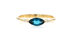 60 Carat London Blue Topaz Ring with Diamond Accents in 14kt Yellow Gold