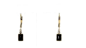 Black Onyx Drop Earrings with Diamond Accents in 14kt Yellow Gold