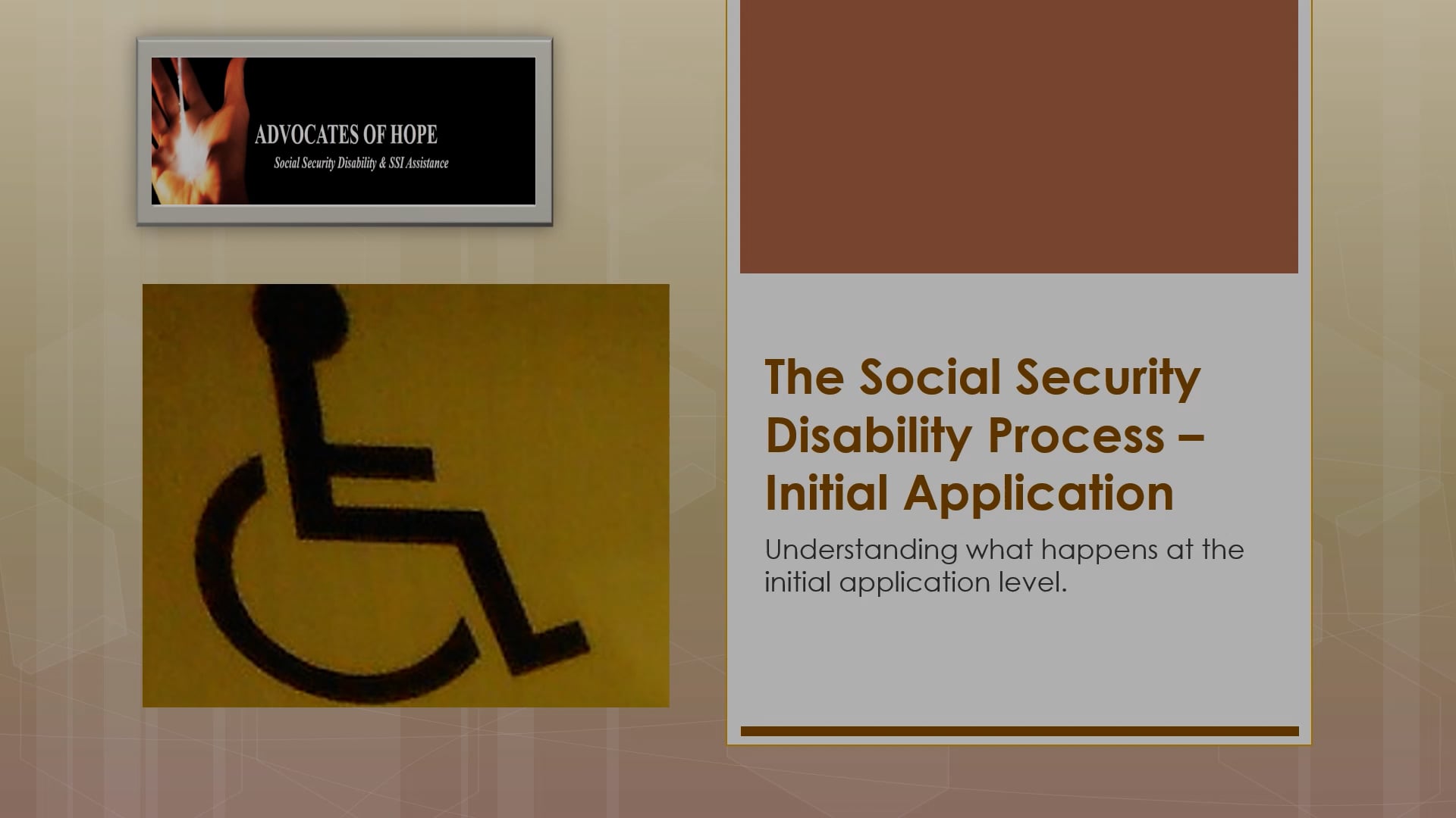 The Social Security Disability Process Initial Application Level On Vimeo 6537