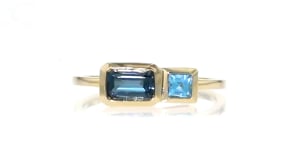 90 ct. t.w. London and Swiss Blue Topaz Ring in 14kt Yellow Gold