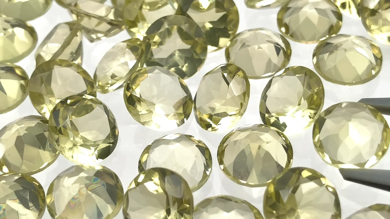 動画】宝石質レモンクォーツAAA ルース ラウンドファセットカット10
