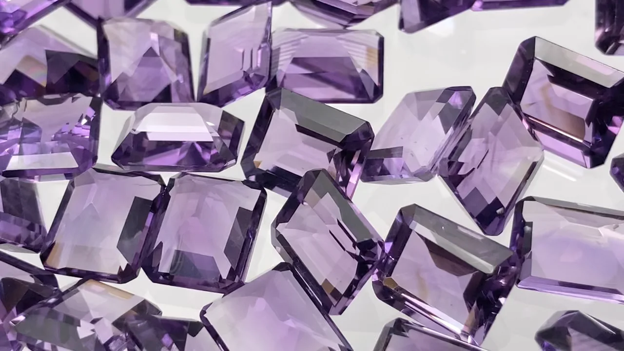 アメジスト（紫水晶） ルース レクタングルファセットカット10×8mm 2粒