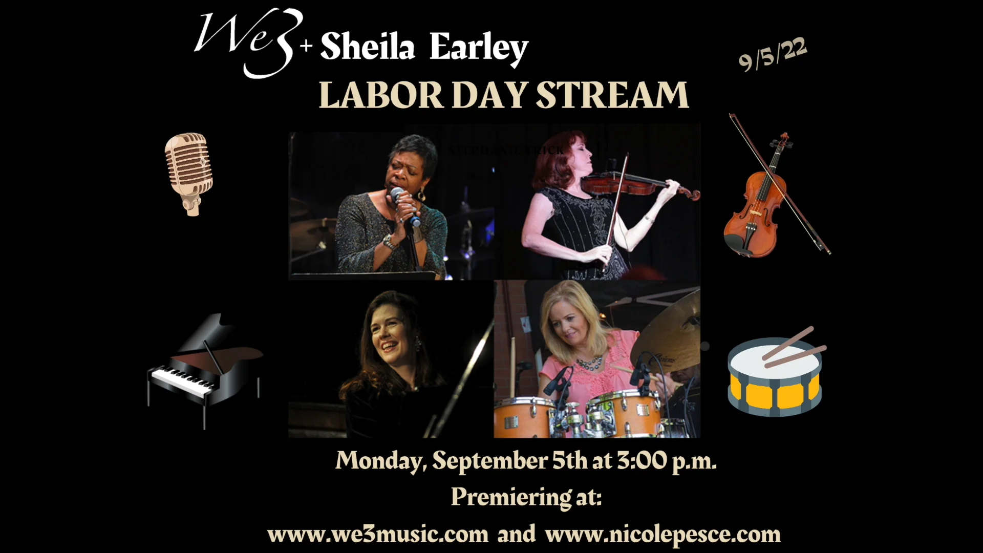 We3 + Sheila Earley Labor Day Stream on Vimeo