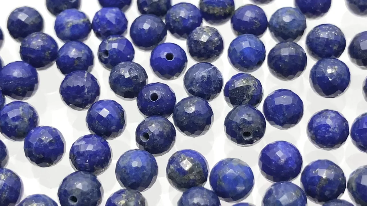 ラピスラズリ（産地・アフガニスタン） 片穴ラウンドカット6mm 5粒