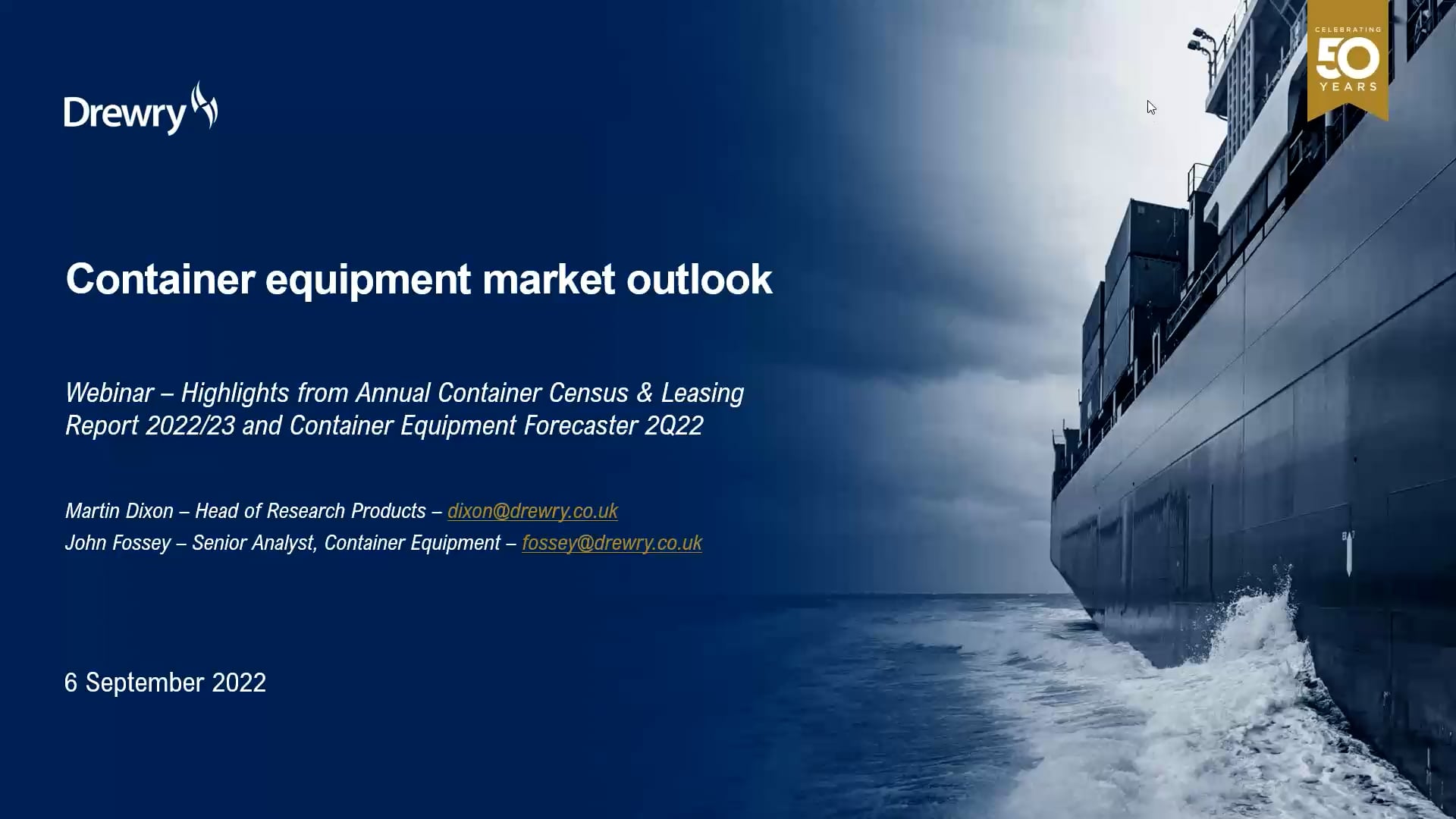Webinar - Shipping container equipment market - September 2022 on Vimeo