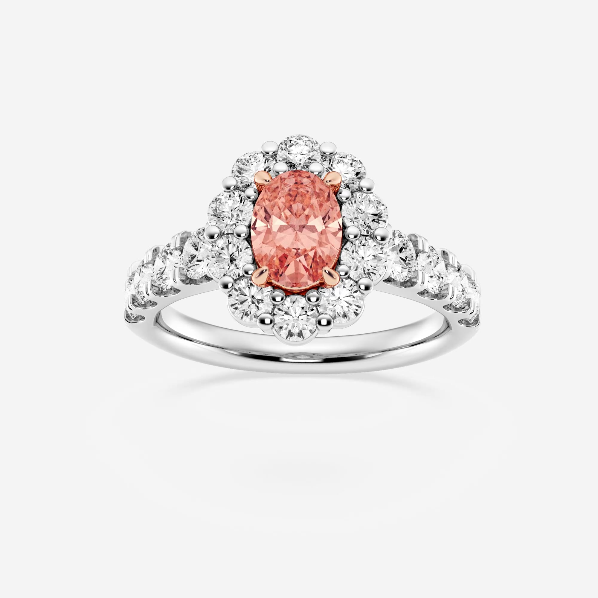 product video for 2 1/2 ctw Oval Lab Grown Diamond Fancy Pink Framed Halo Engagement Ring