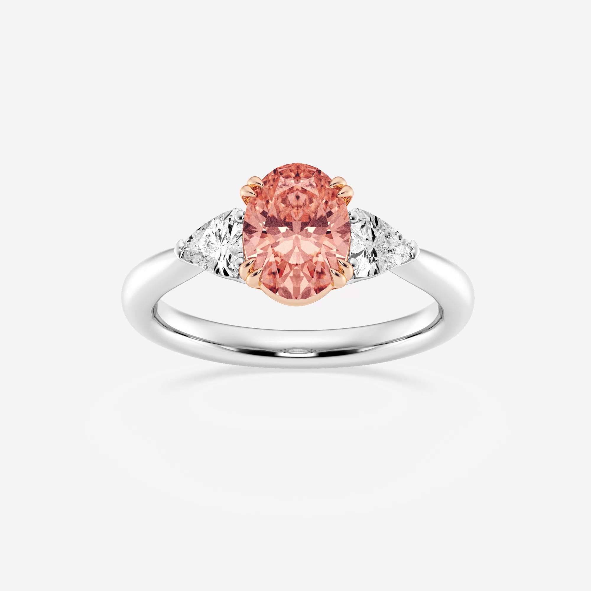 product video for 2 ctw Oval Lab Grown Diamond Fancy Pink With Trillion Three-Stone Engagement Ring