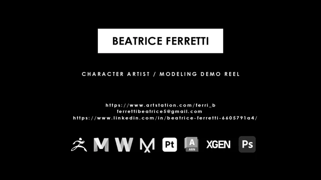 Beatrice Ferretti DemoReel Junior 3D Character and Modeling