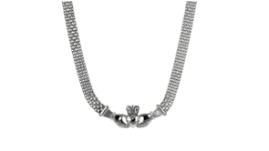 Sterling Silver Bismark-Link Claddagh Necklace