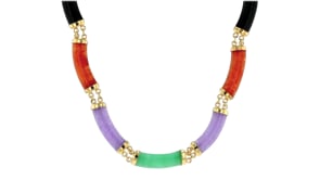 Multicolored Jade Necklace in 18kt Yellow Gold Over Sterling Silver