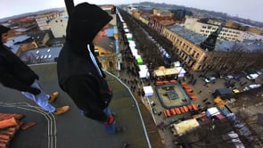 Roofing Above HUGE CROWD During Festival