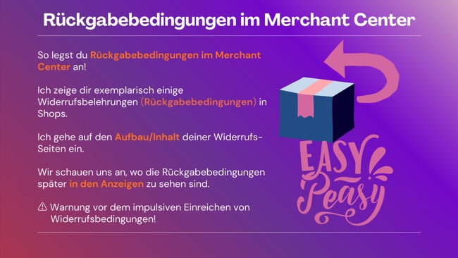 Retoure einrichten im Merchant Center
