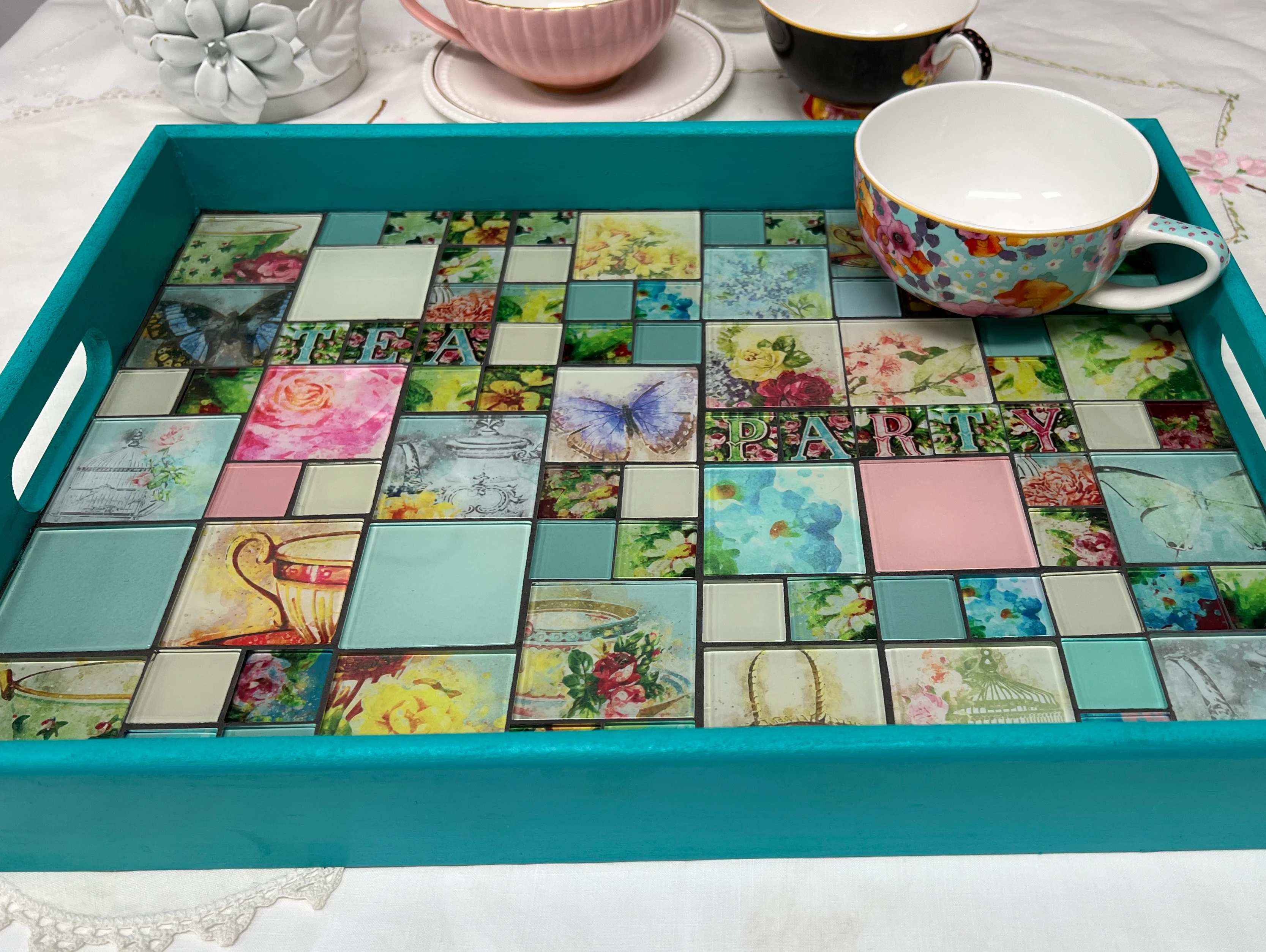 Handmade mosaic good tray to hold jewels