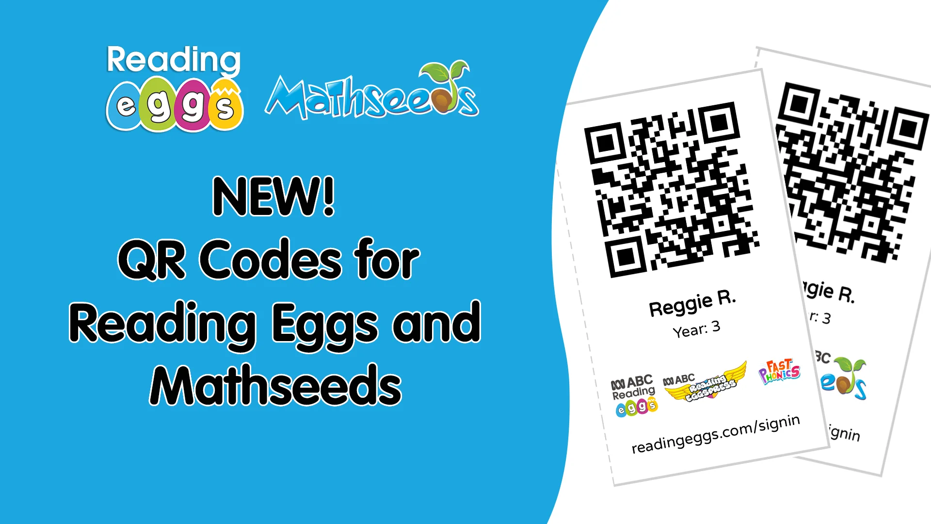 Qr codes are here for reading eggs and mathseeds 