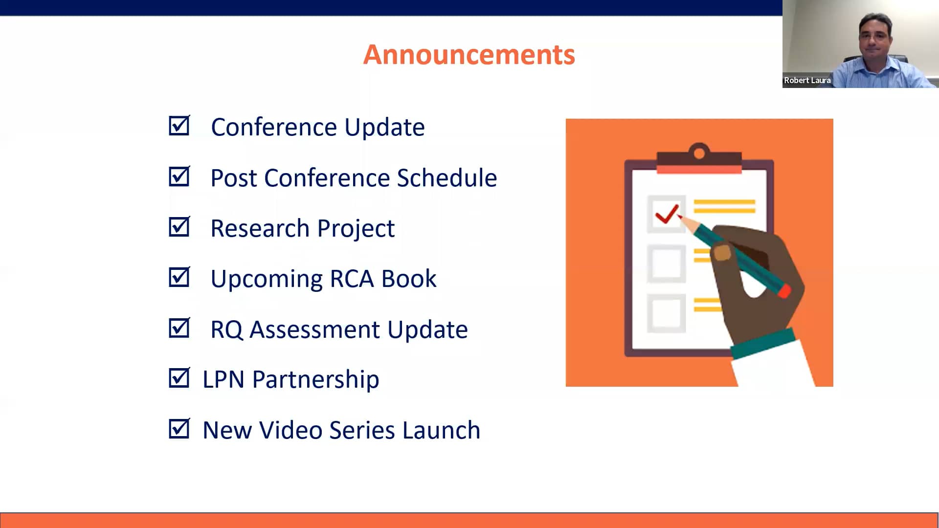 RCA Conference Update, Research Platform, RCA Book, New Video Series