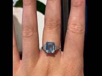 Aquamarijn, diamant, platina ring 13719-5102
