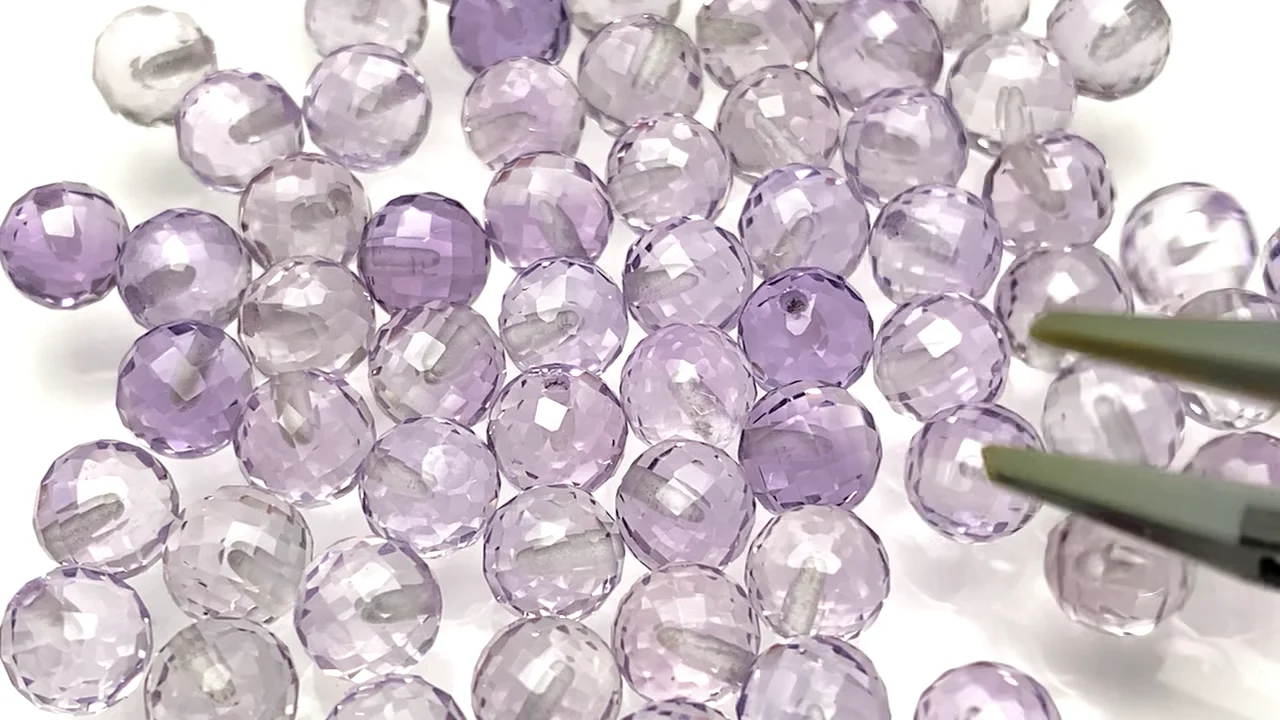 アメジスト（紫水晶） 片穴ラウンドカット6mm 5粒｜天然石ビーズの卸