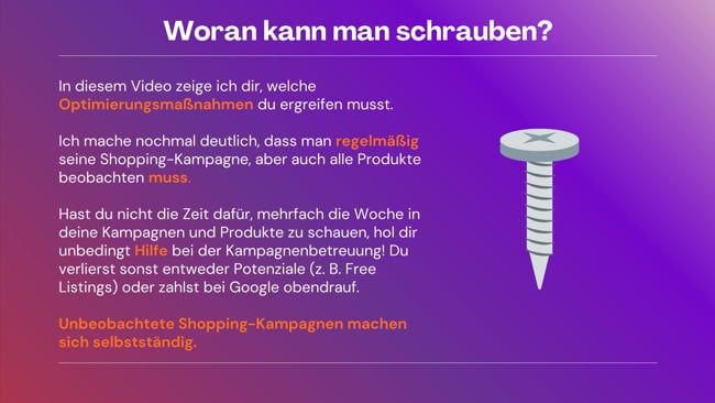 Wo gibt es Optimierungsstellschrauben?