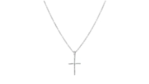 Diamond-Accented Cross Pendant Necklace in Sterling Silver