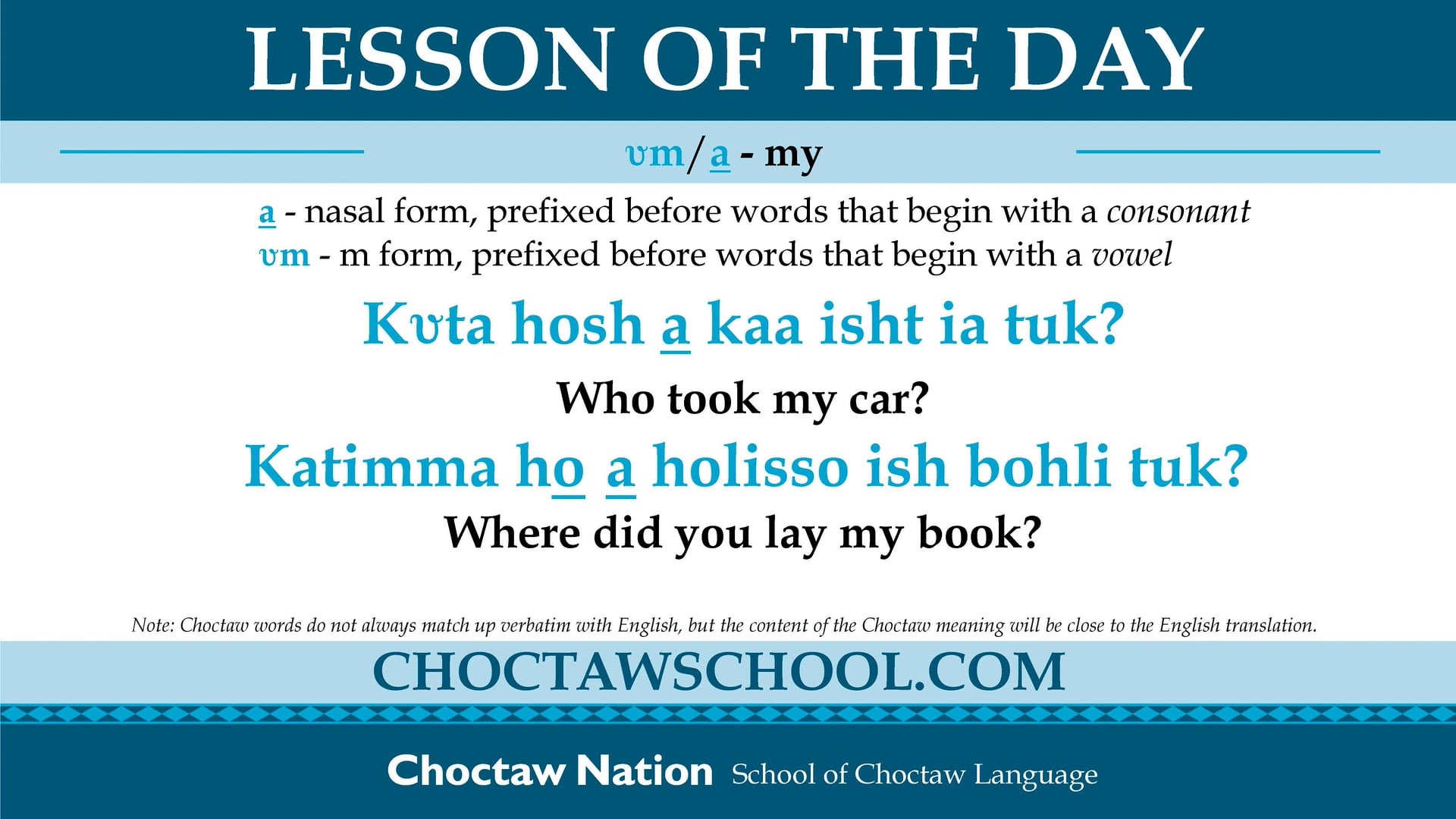Lesson of the Day: nasal a - prefixed before consonants on Vimeo