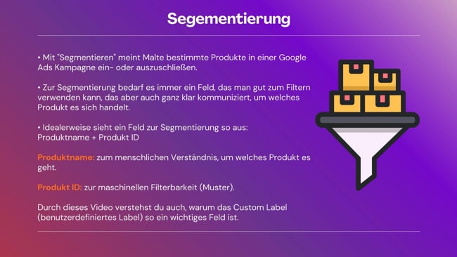Produkte segmentieren in Google Ads