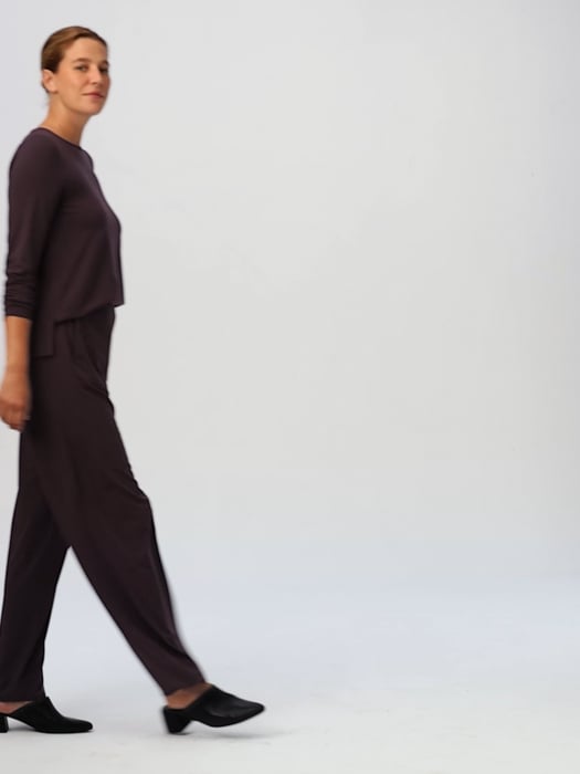 Eileen Fisher Tencel™ Lyocell Stretch Knit Jersey Wide Leg High Slit Hem  Ankle Pants