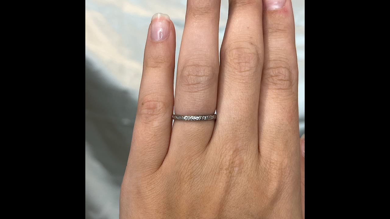 2.5mm Art Deco Orange Blossom Wedding Band in Platinum – Filigree