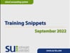 Training Snippets-September 2022