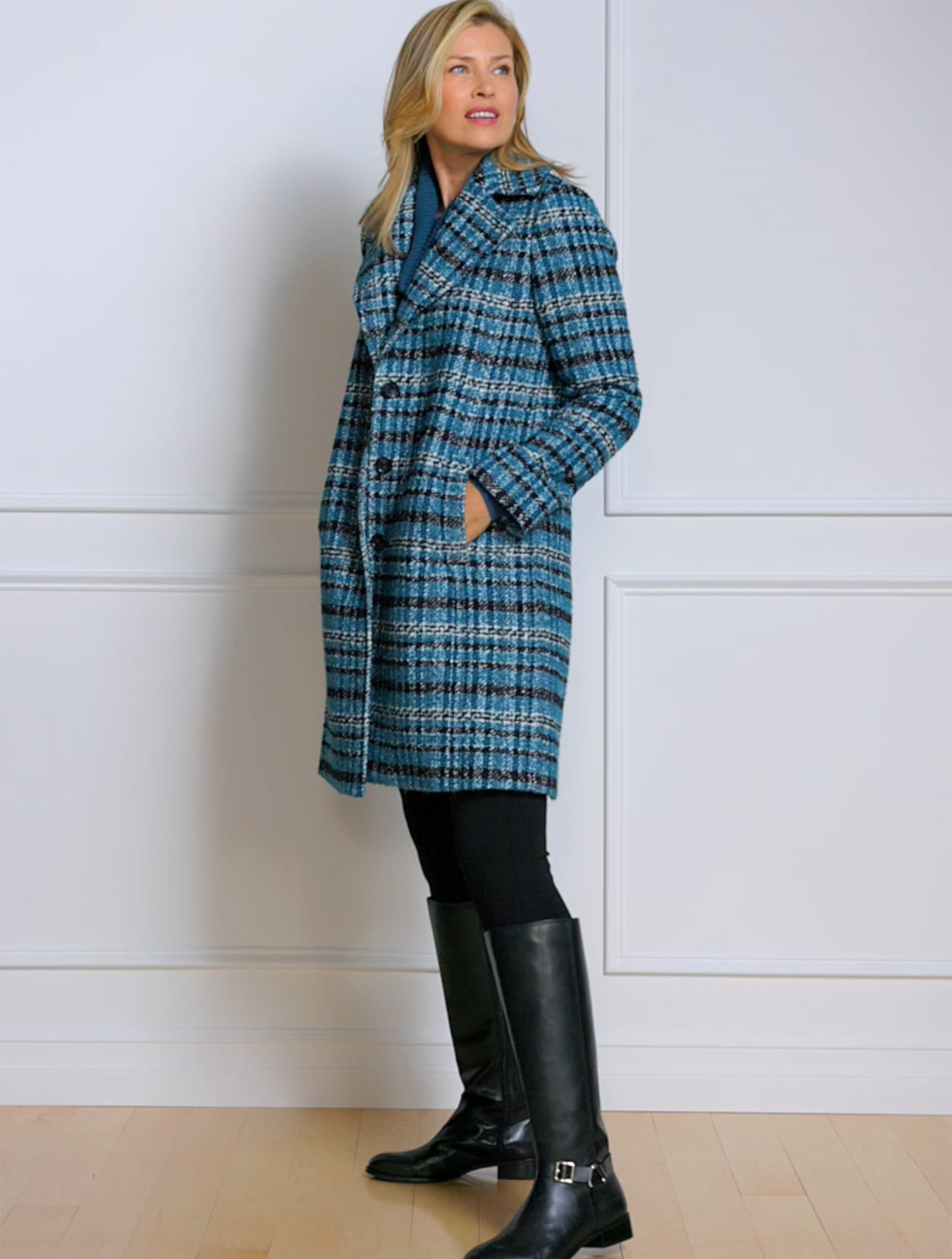 Plaid Wool Blend Coat Talbots