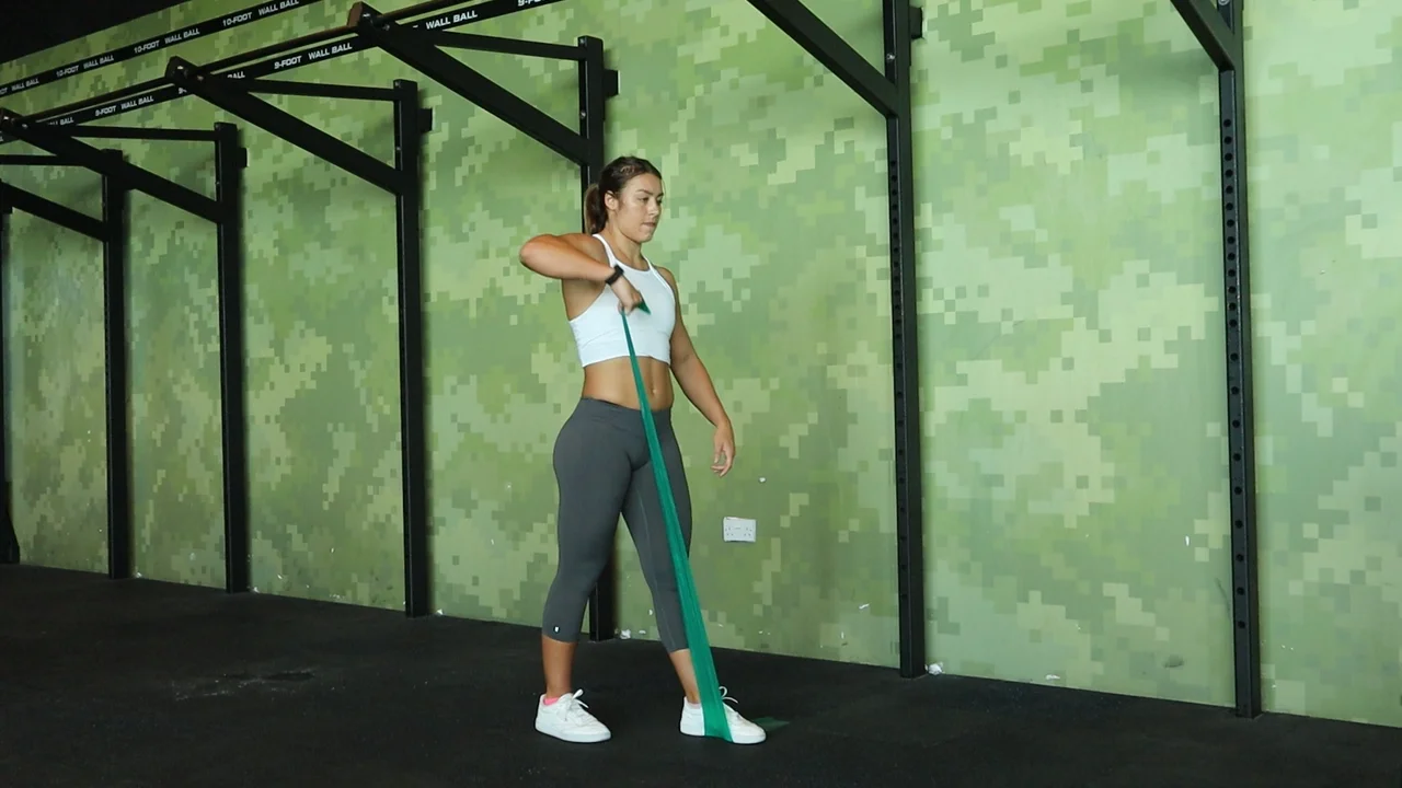 Banded across body high pull to press (1) on Vimeo