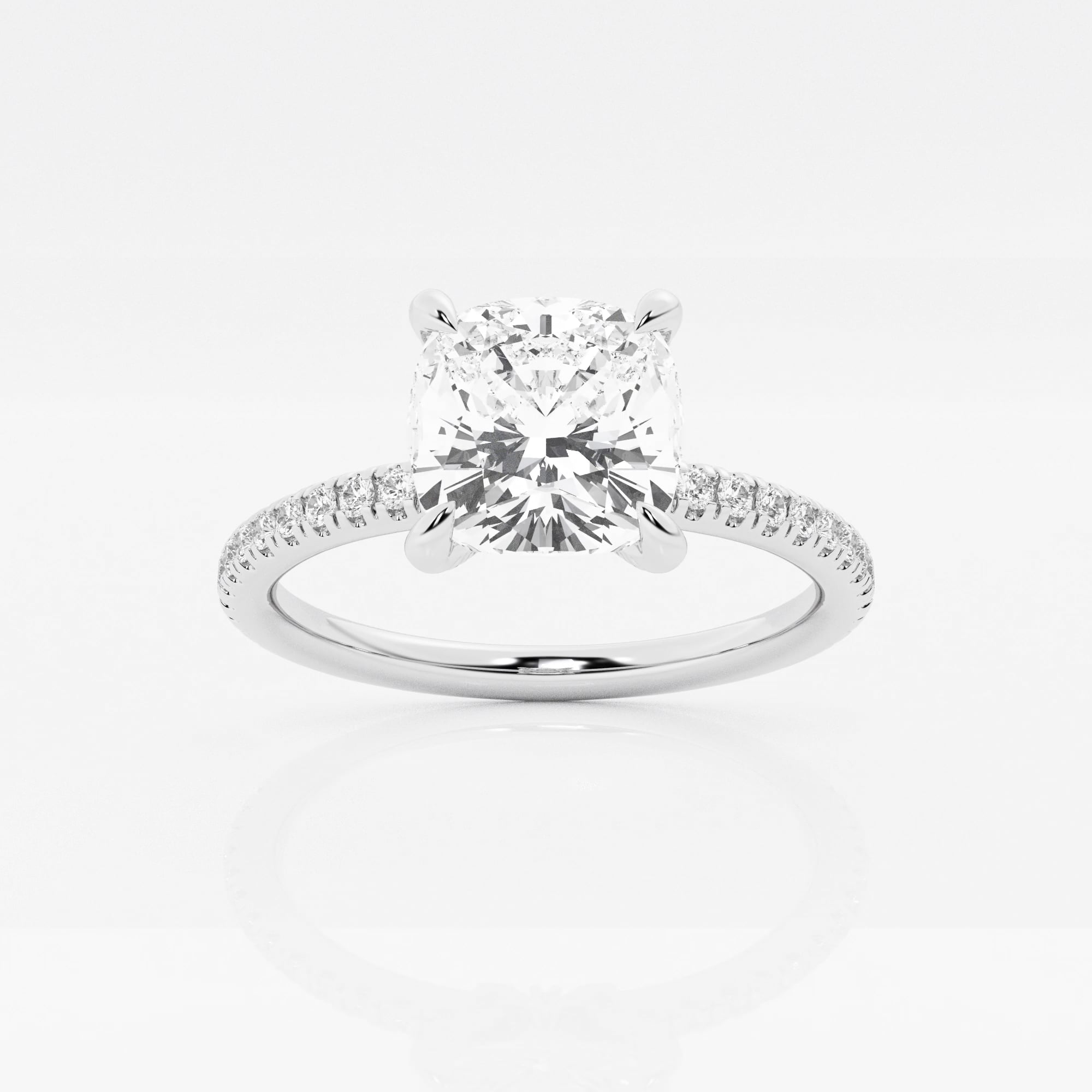 product video for 3 1/3 ctw Cushion Lab Grown Diamond Petite Pave Engagement Ring with Side Accents