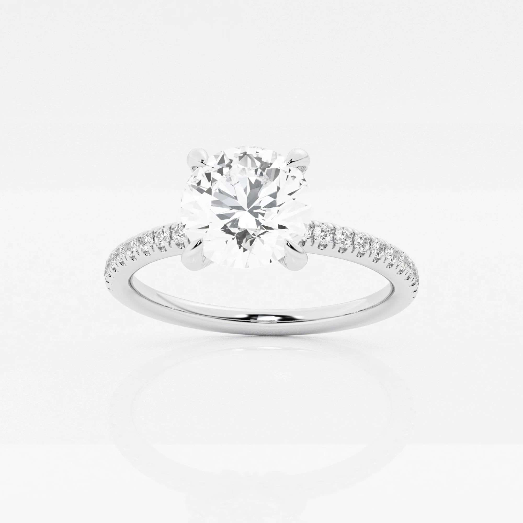 product video for 2 1/3 ctw Round Lab Grown Diamond Petite Pave Engagement Ring with Side Accents