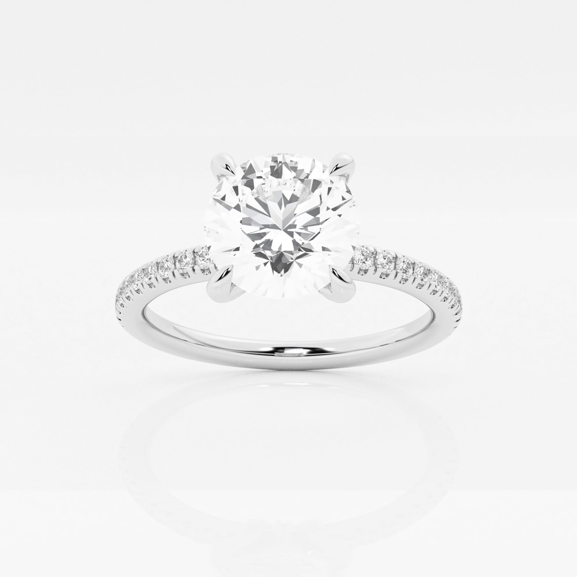 product video for 3 1/3 ctw Round Lab Grown Diamond Petite Pave Engagement Ring with Side Accents