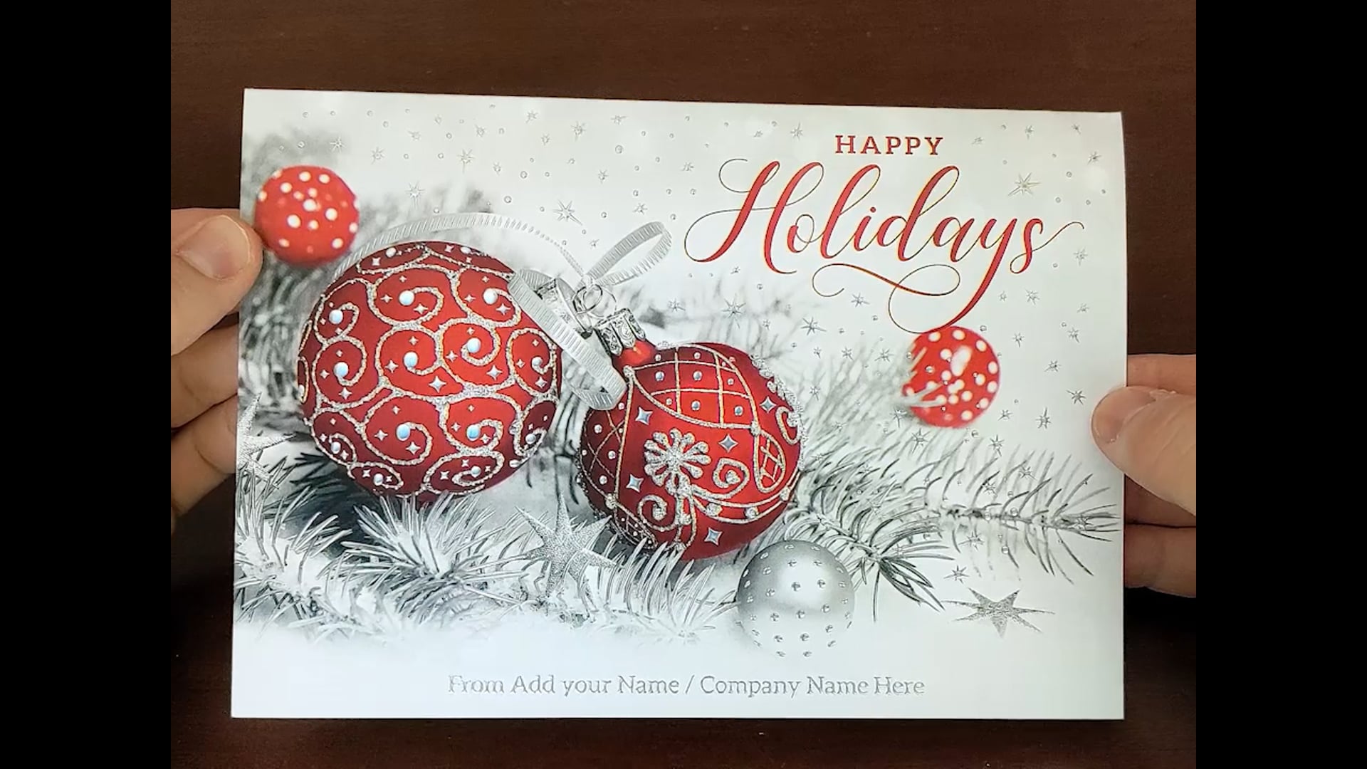 Happy Holidays Silver Spruce Ornaments Card, 1029135 | The Gallery