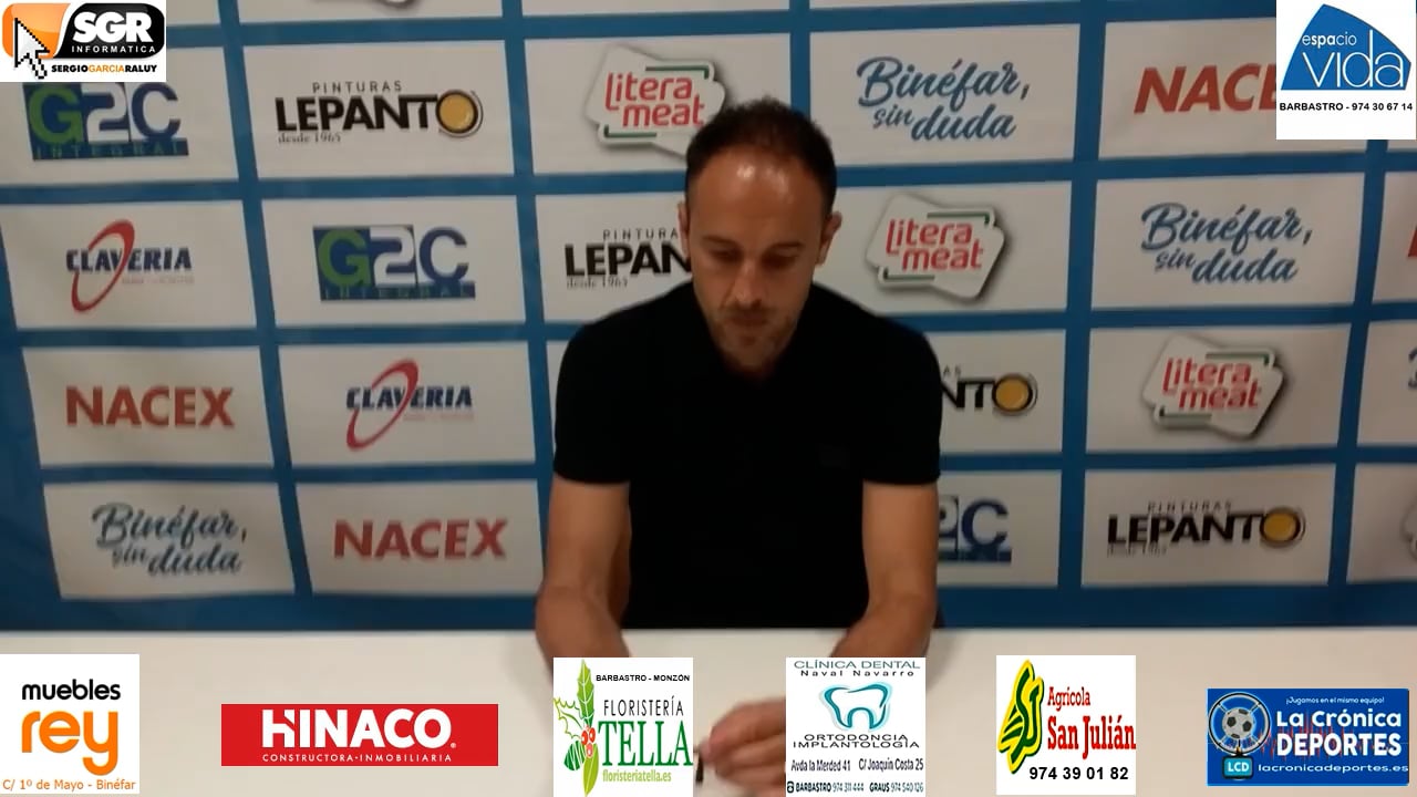 DAVID GIMÉNEZ (Entrenador CD Binéfar) CD Binéfar 0-2 UD Barbastro / J 2 / 3ª División