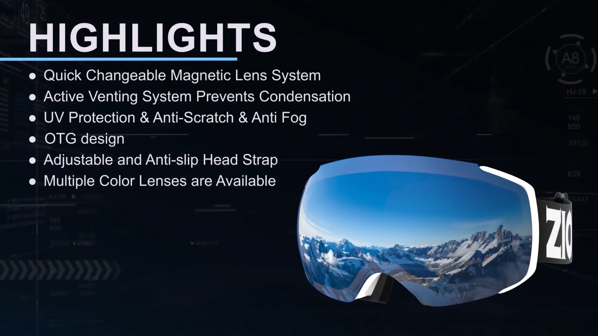 ZIONOR X4 Lunettes De Ski Aimant Double Couche Lentille