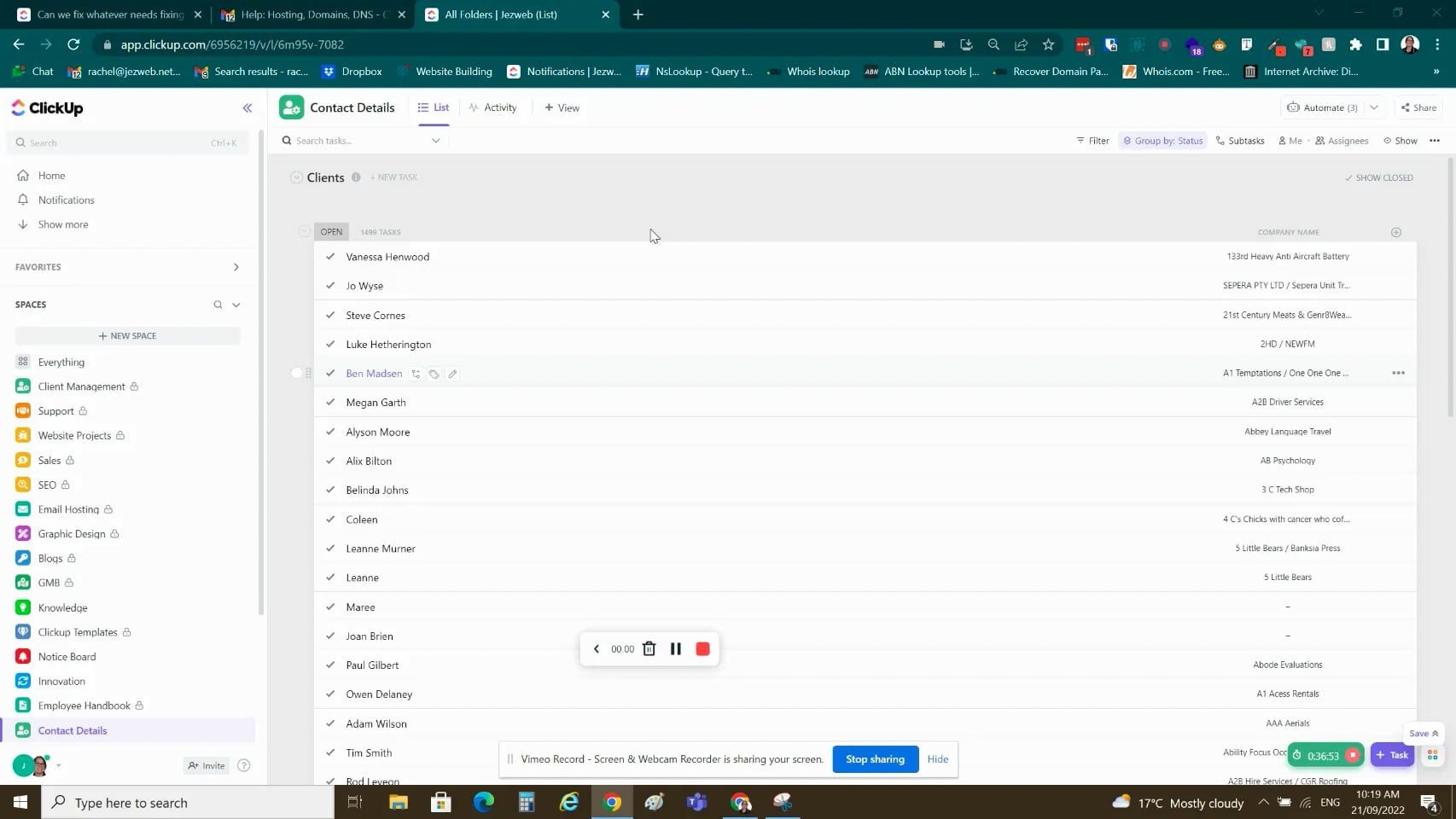 client details and website management video on Vimeo