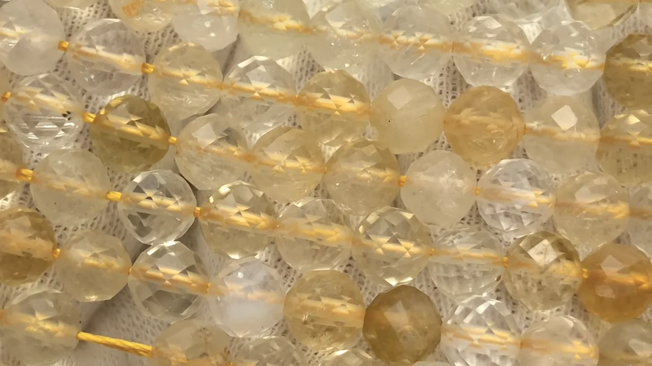 ライトカラーシトリン 64面ラウンドカット6mm 1連（約36cm