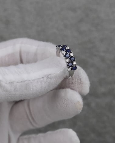 Vidéo: Bague Saphir et diamants sur Argent 925 2.524grs