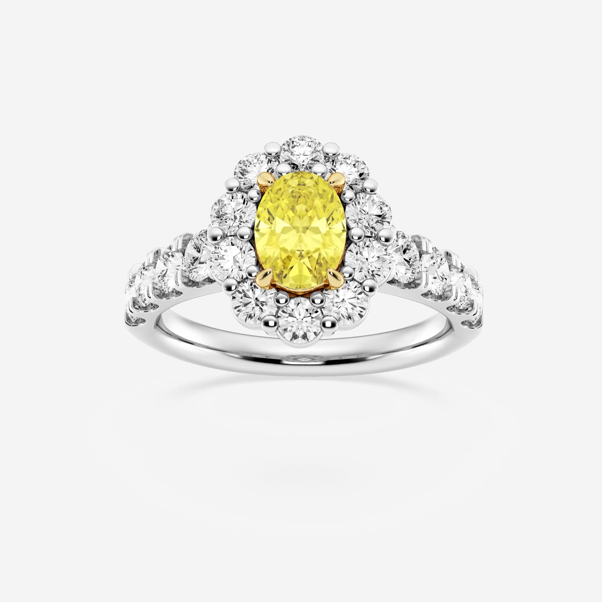 product video for 2 1/2 ctw Oval Lab Grown Diamond Fancy Yellow Framed Halo Engagement Ring