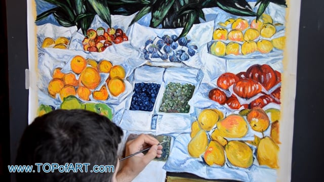 Caillebotte | Fruit Displayed on a Stand | Painting Reproduction Video | TOPofART