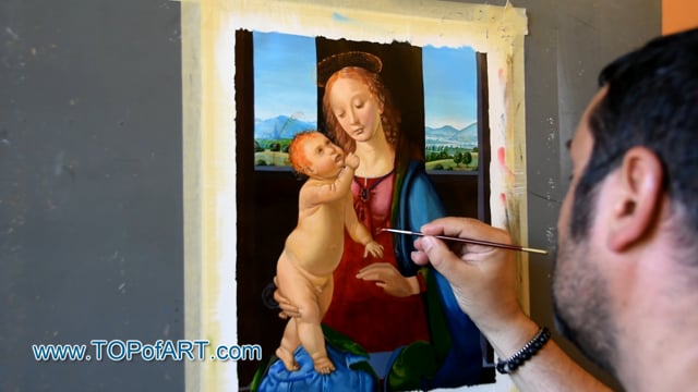 Leonardo | The Dreyfus Madonna (Madonna with a Pomegranate) | Painting Reproduction Video | TOPofART
